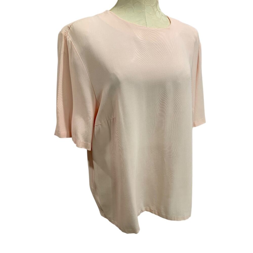 22W Ms Russ Womens 1980s Pink Blouse Shirt Short Sleeve Pullover